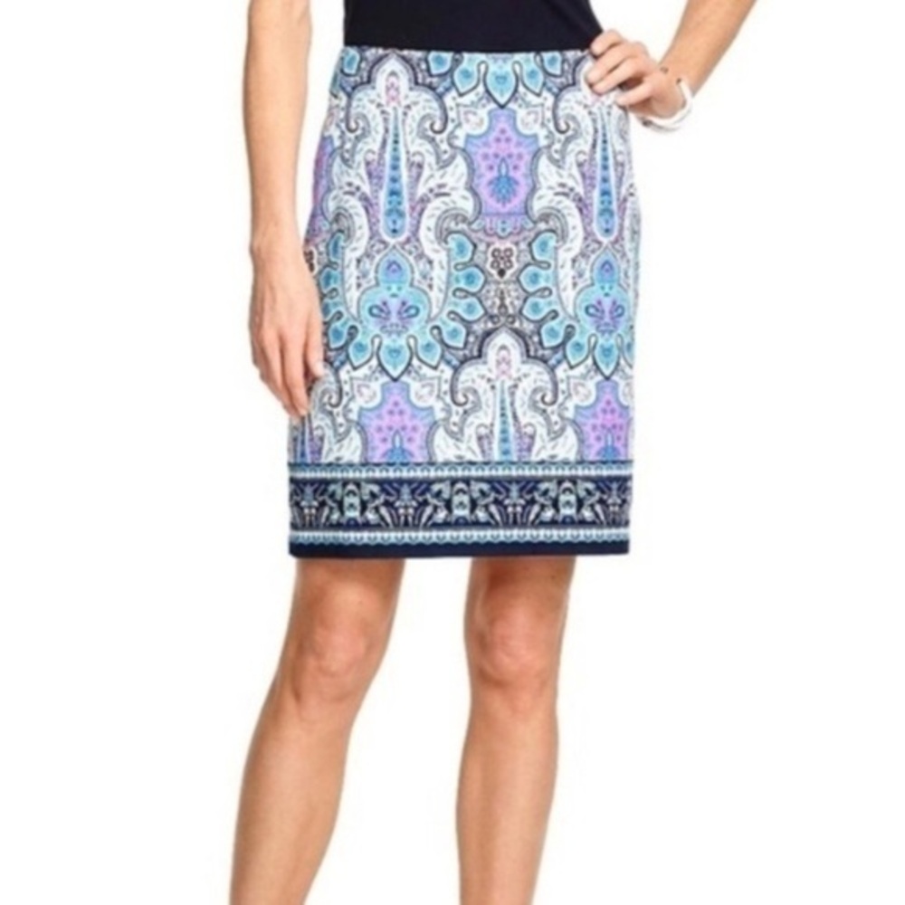Talbots Mykonos Pastel Paisley Classic Preppy Feminine A-Line Mini Skirt Size 2